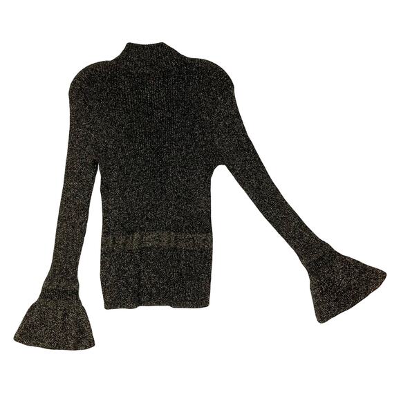 NWOT VERONICA BEARD Sweater XL Black Gold-Metallic Mock-Neck Flared-Cuff”Lilia” - Picture 3 of 12